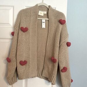 NWT Maeve by anthropologie 3D heart cardigan